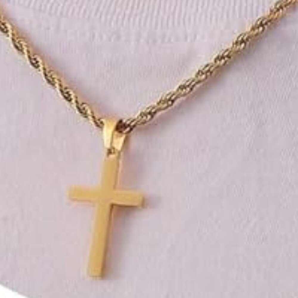 Cross Necklace with Chain: GOLD NWOT